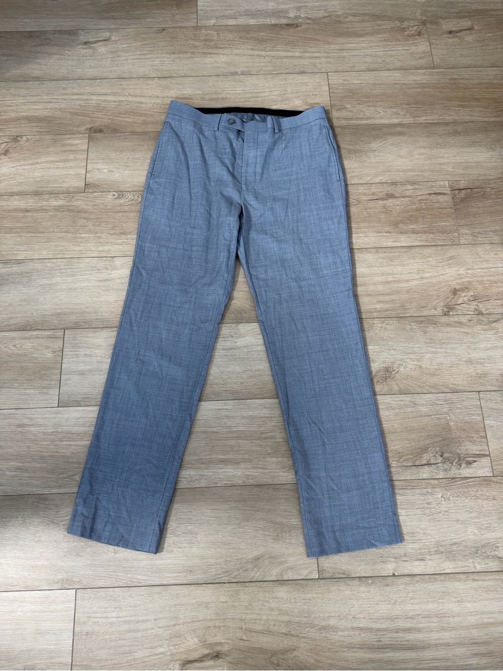 Calvin Klein Wool Blend Dress Pants 34x32 Light Blue Gray Flat Front